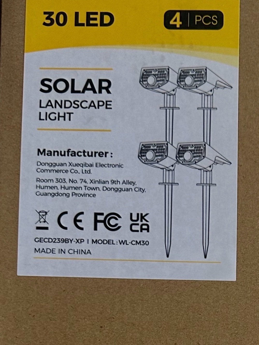 Solar Landscape Light - 30 LED (4 pcs) - Yellow/White